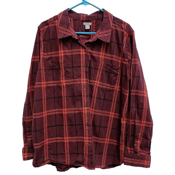 Carhartt Tops - Carhartt Womens Plaid Cotton Shirt XXL Red Long Sleeve Button Up Streetwear